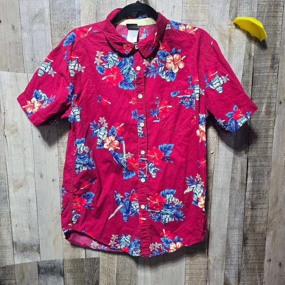 Star Wars Red Darth Vader Floral Hawaiian Shirt Medium Disney Cruise Coastal